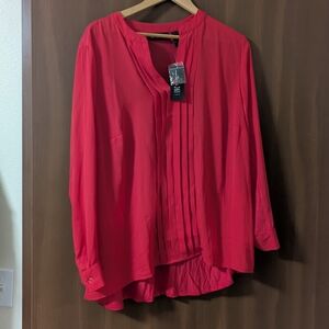 Red Pleated Women's Top
